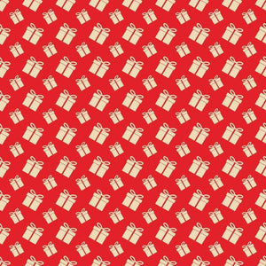 Red background with repeated white gift box pattern
