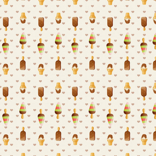 Assortment of ice cream and popsicle patterns with heart accents
