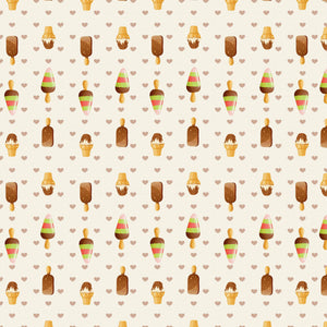 Assortment of ice cream and popsicle patterns with heart accents