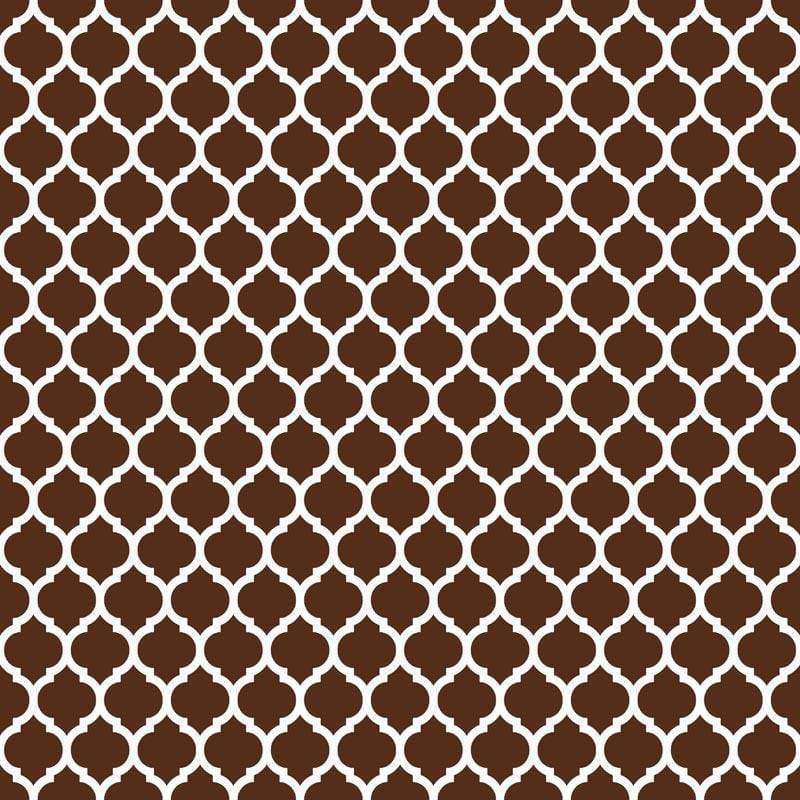 Seamless brown quatrefoil pattern on a cream background