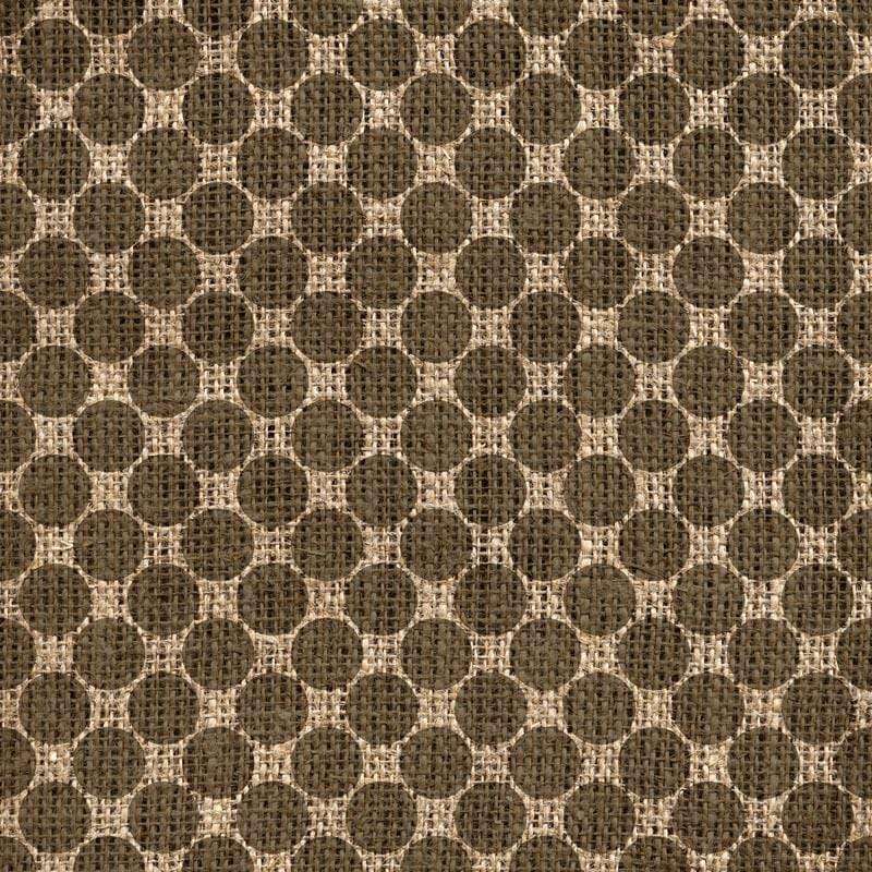 Seamless woven pattern with circular motifs on a burlap texture