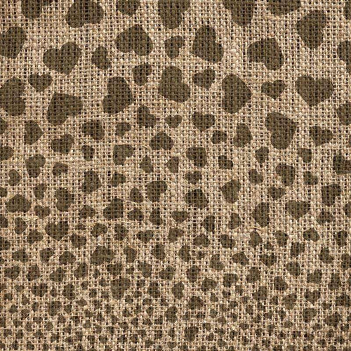 Burlap fabric background with dark paw print pattern