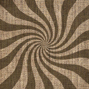 A swirling pattern on a burlap fabric texture