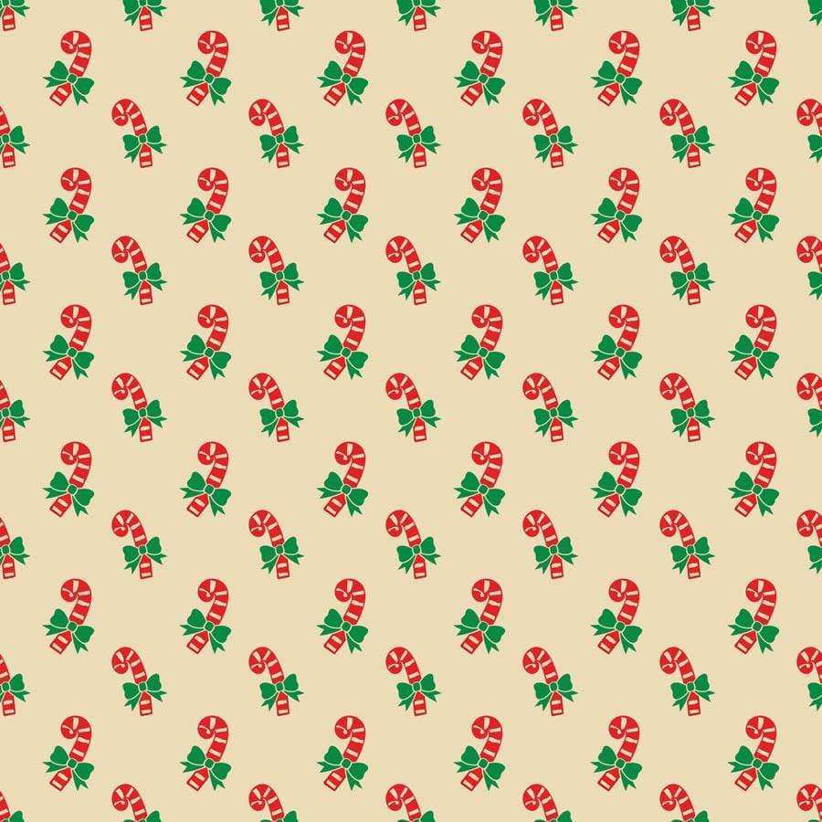 Repeated candy cane pattern on a beige background