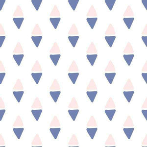 Pastel geometric pattern with repeating soft pink and navy triangles