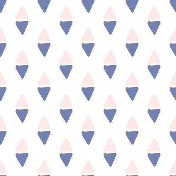 Pastel geometric pattern with repeating soft pink and navy triangles