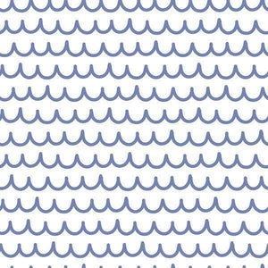 Repeating blue wave pattern on a white background