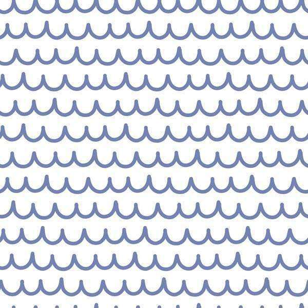 Repeating blue wave pattern on a white background