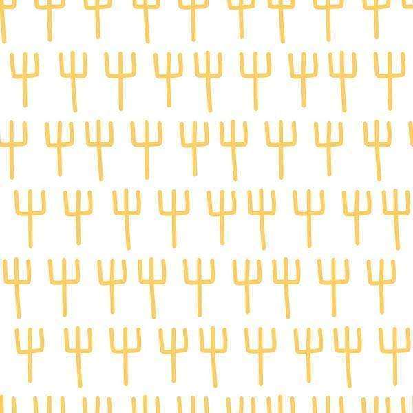 Pattern of stylized golden forks on a white background