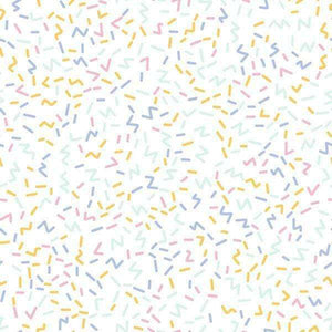 Abstract pastel confetti pattern on a white background