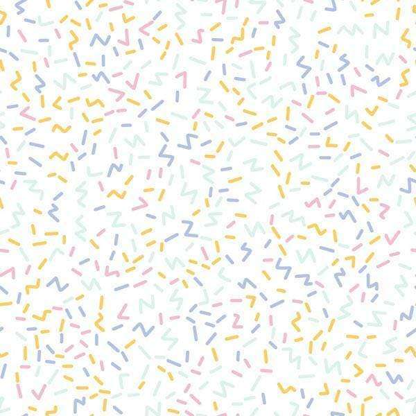 Abstract pastel confetti pattern on a white background