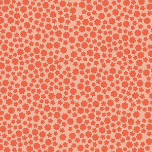 Repeated coral floral pattern on a peach background
