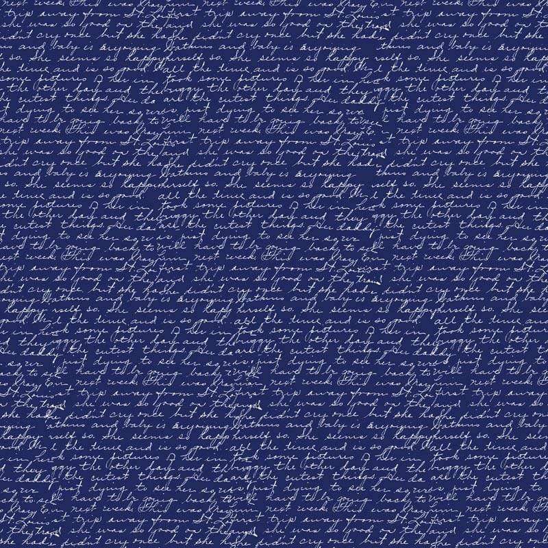 Intricate cursive handwriting on a navy blue background