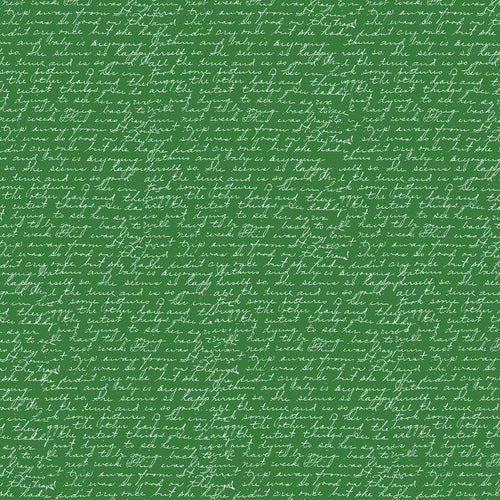 Green pattern with cursive handwritten script