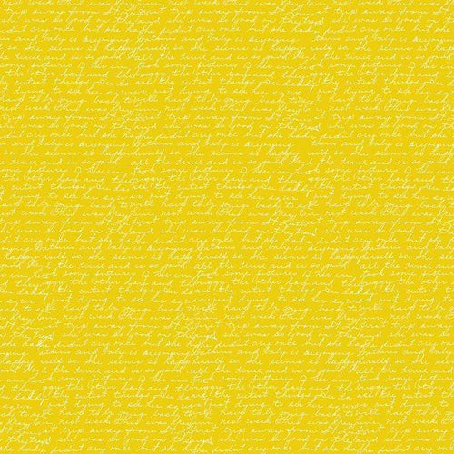 Scripted handwriting pattern on a yellow background