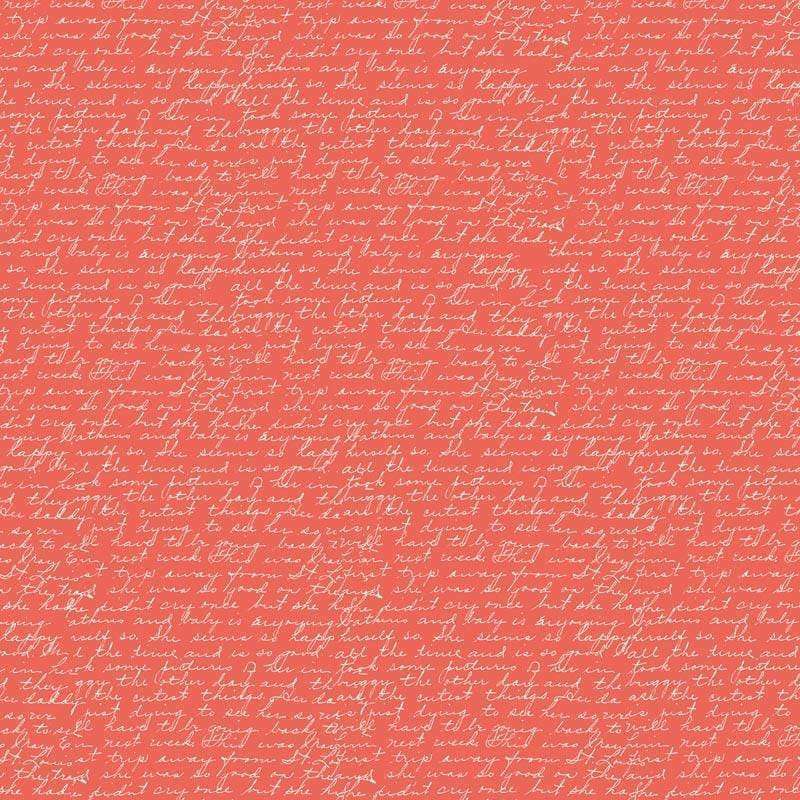 Seamless pattern with cursive script on a coral background