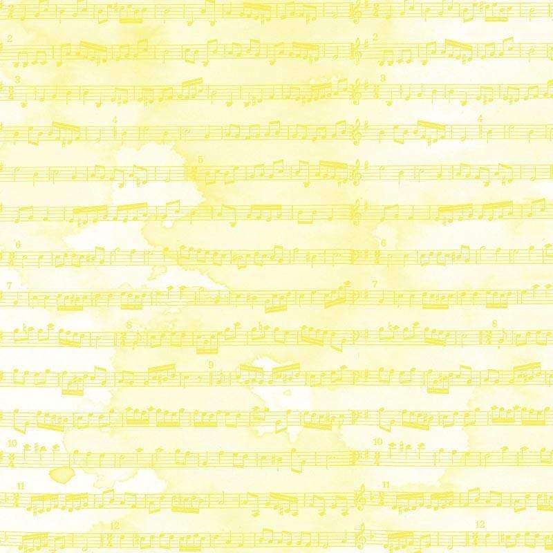 Yellow pattern with musical notes and staff lines