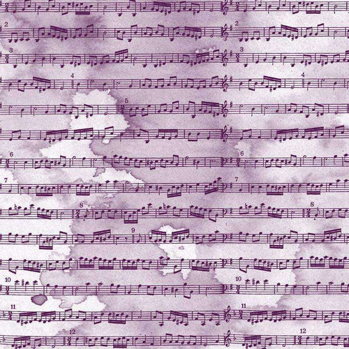 Faded musical notes on a patterned background