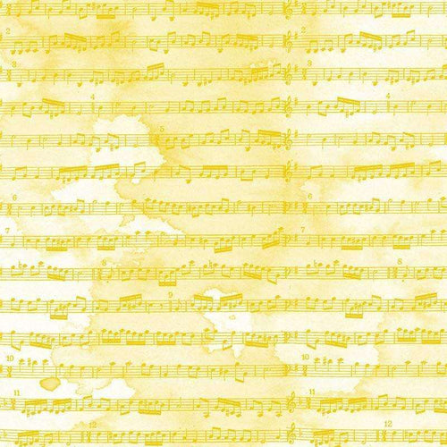 Sheet music printed pattern on a golden background