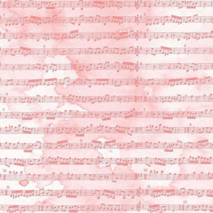 Aged pink watercolor background with horizontal musical notation lines