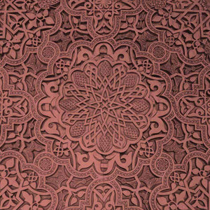 Intricate mandala pattern in shades of crimson