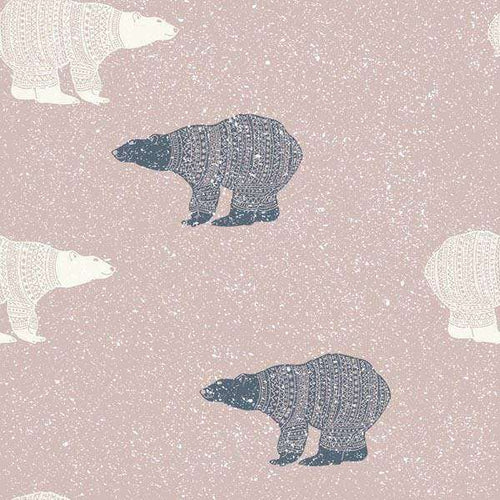 Illustrative polar bears on a speckled pink background
