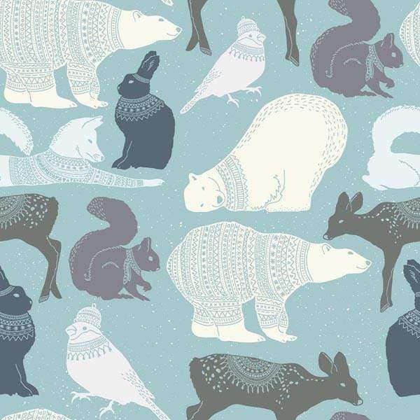 Illustrated animals with a knitted pattern theme