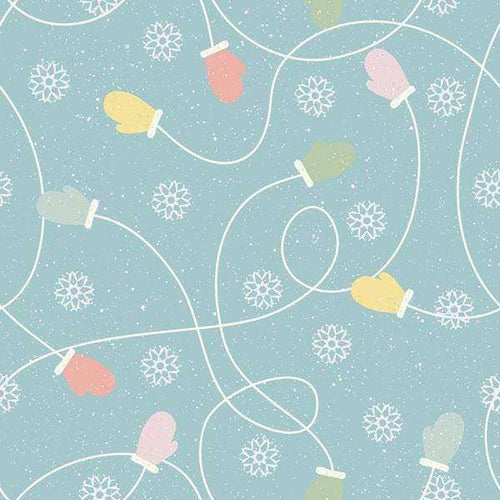 Pattern featuring pastel ice pops and snowflakes on a muted blue background
