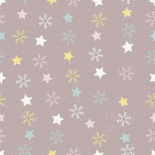 Seamless wintry pattern with snowflakes and stars