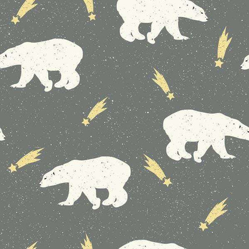 Polar bears and shooting stars on a gray background