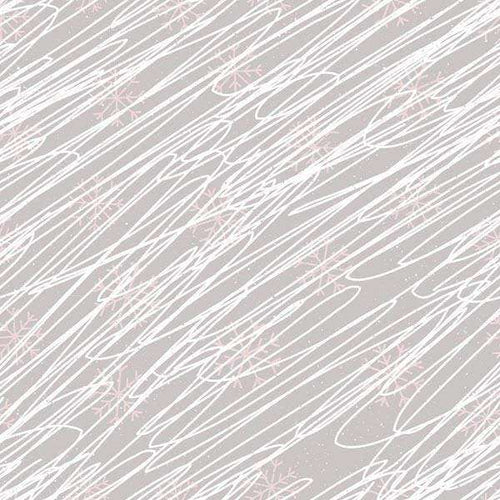 Abstract winter-themed pattern with brushstrokes and snowflakes