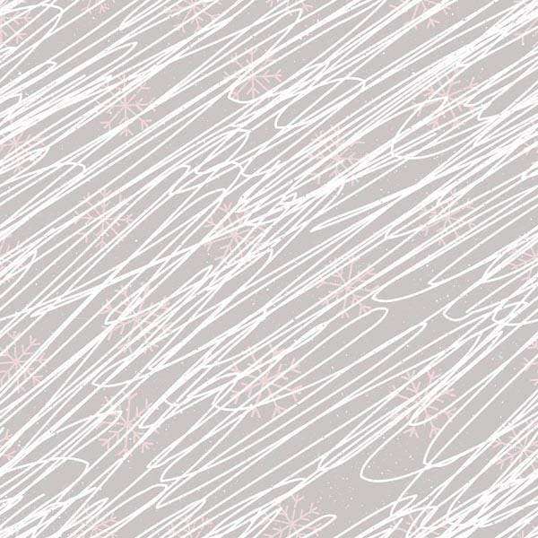 Abstract winter-themed pattern with brushstrokes and snowflakes