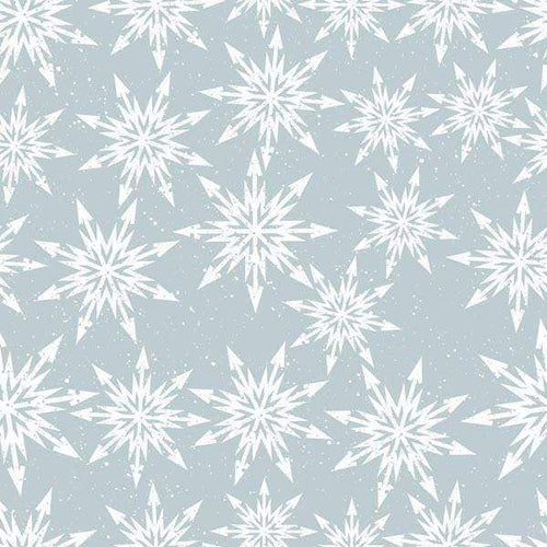 Seamless snowy starburst pattern on a grey background