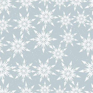 Seamless snowy starburst pattern on a grey background