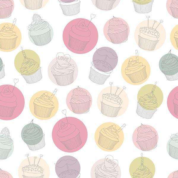 Assorted cupcakes pattern with pastel circles