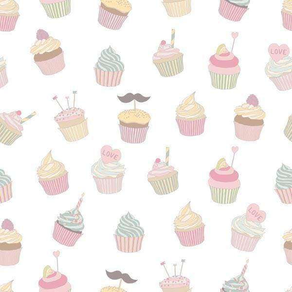 Assorted cupcakes pattern with playful decorations