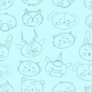 Assorted sketched animal faces pattern