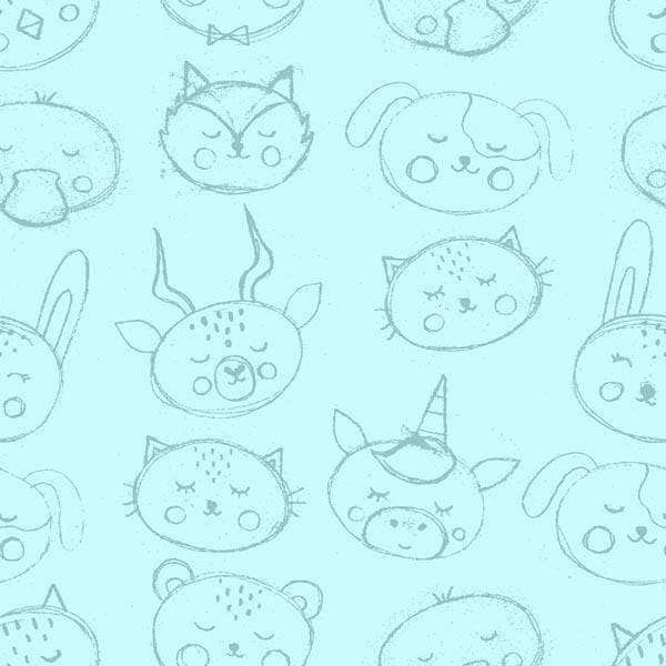 Assorted sketched animal faces pattern