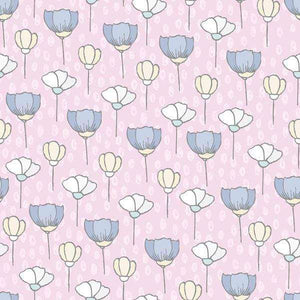 Dainty floral pattern with pastel pink and blue tones