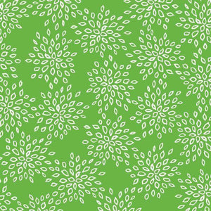 Green floral pattern with white leaf motifs