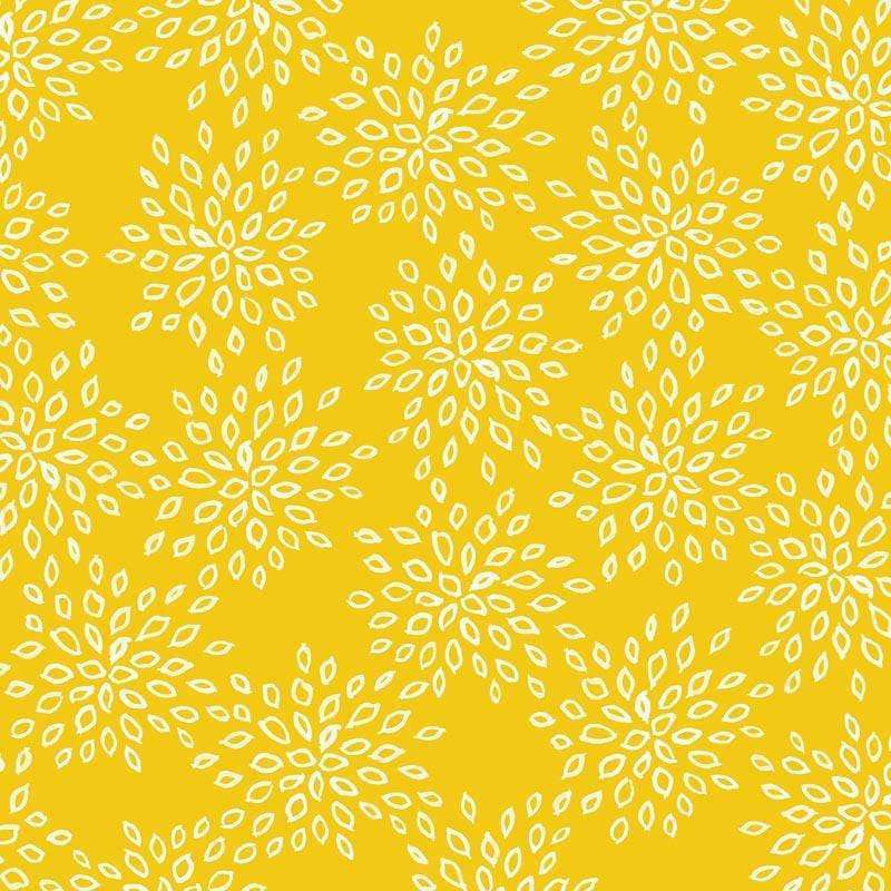 Floral leaf pattern in white on a yellow background