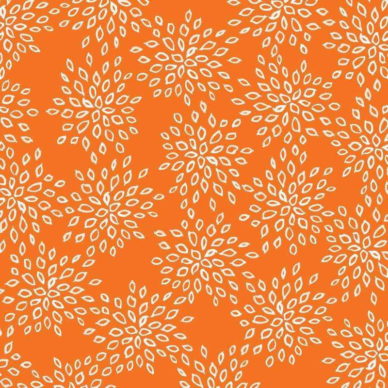 White leafy patterns on a warm orange background