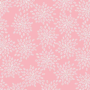 White floral pattern on a pink background