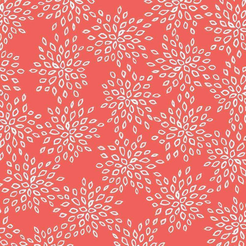 Floral leaf pattern in coral and white