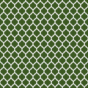 Green Moorish lattice pattern on a light background