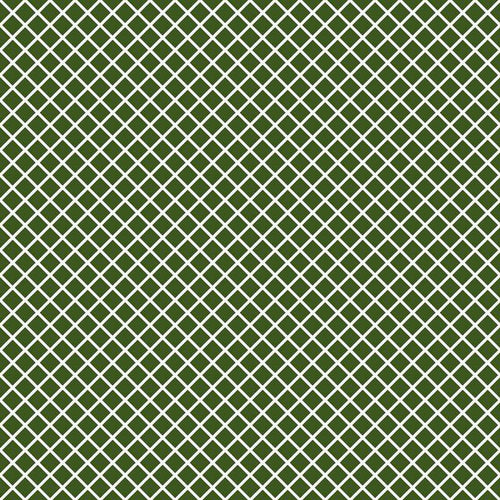 Geometric lattice pattern in olive green and white