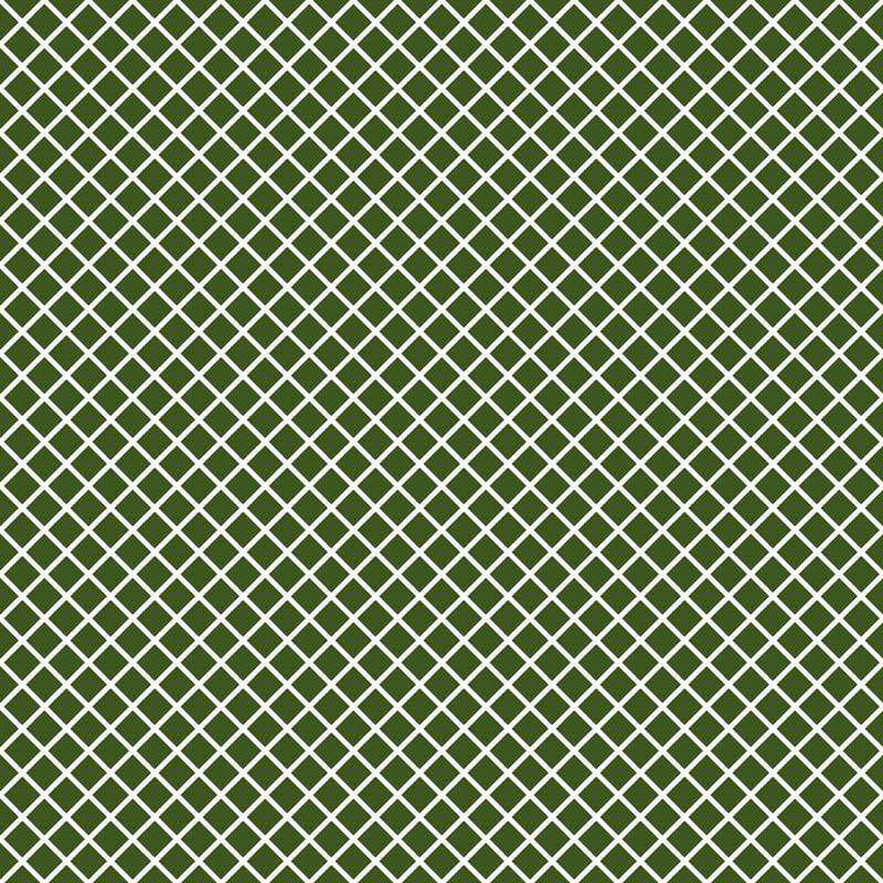Geometric lattice pattern in olive green and white