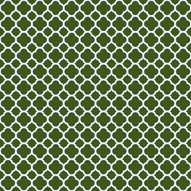 Green quatrefoil pattern on a light background