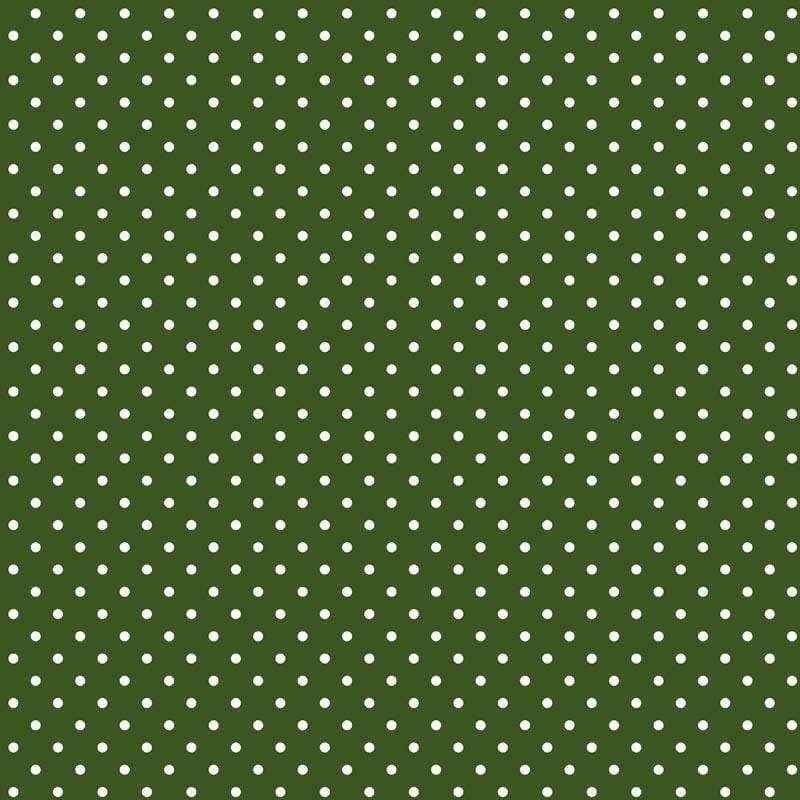 Green fabric with white polka dots pattern
