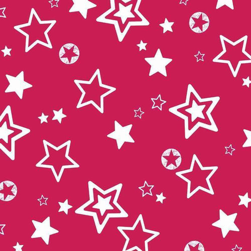 Assorted white stars on a crimson background